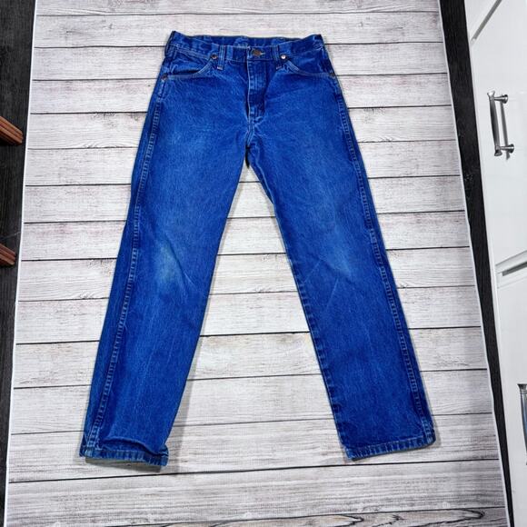 Wrangler Men's 30 Cowboy Cut Fit Denim Blue Jeans Hemmed to 28 1/2" - Picture 8 of 10